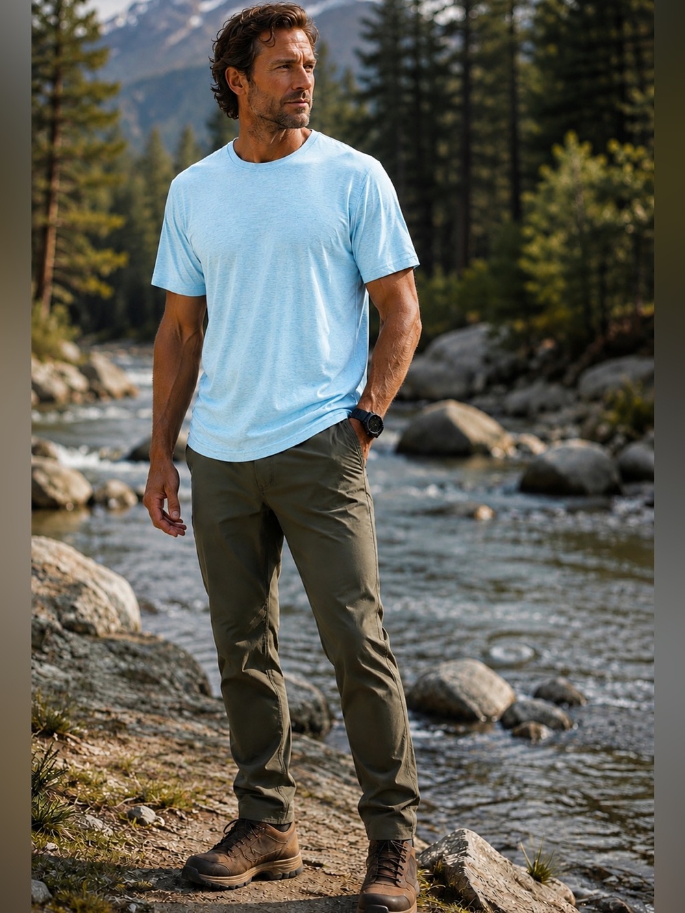 Patagonia Men's Heathered Aqua Capilene Cool Daily 50+ Crewneck Short Sleeve Tee